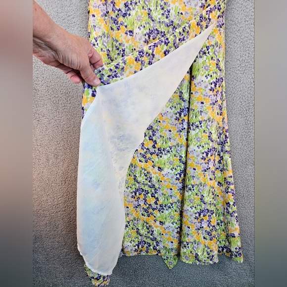 Chadwicks Womens Spring Summer Floral Ruffle Semi Wrap Midi Dress Sz 10 - Picture 7 of 11